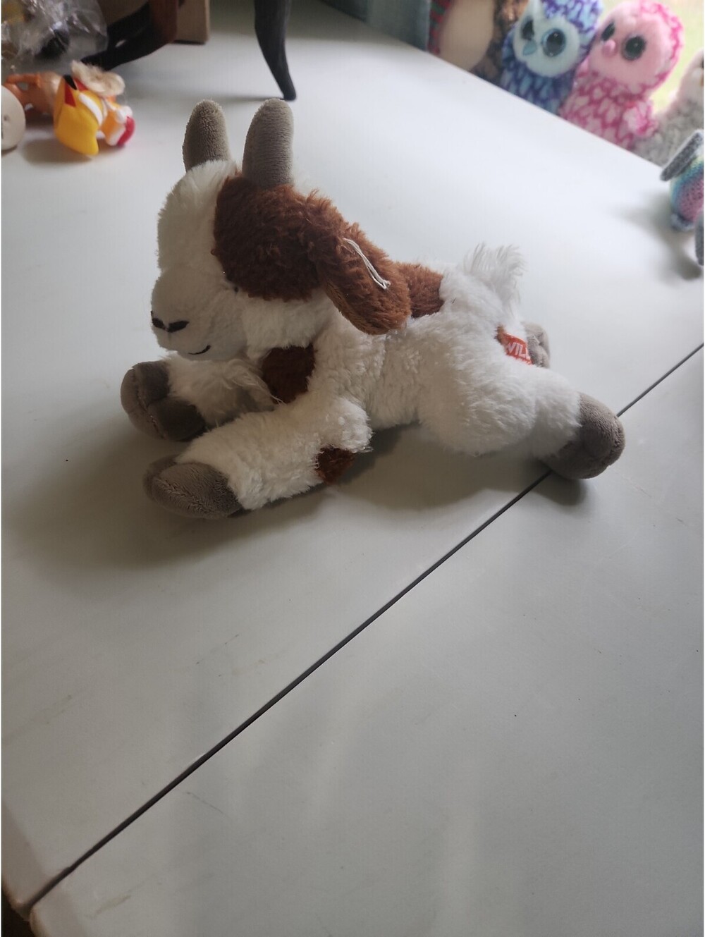 Wild Republic 9" Ecokins White Brown Goat Cracker Barrel Plush Stuffed Animal